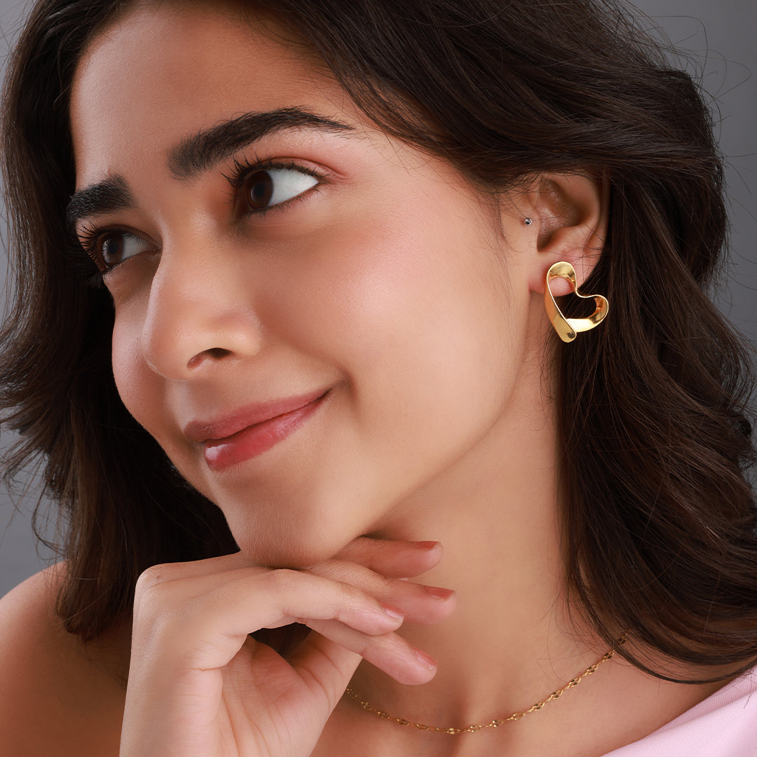 Ribbon Heart Studs