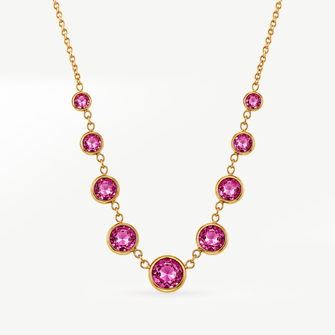 Rosé Bezel Station Necklace