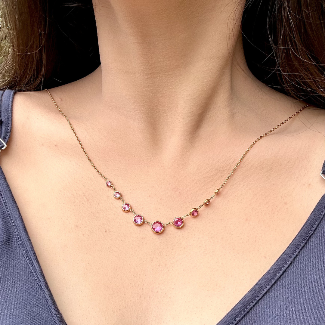 Rosé Bezel Station Necklace